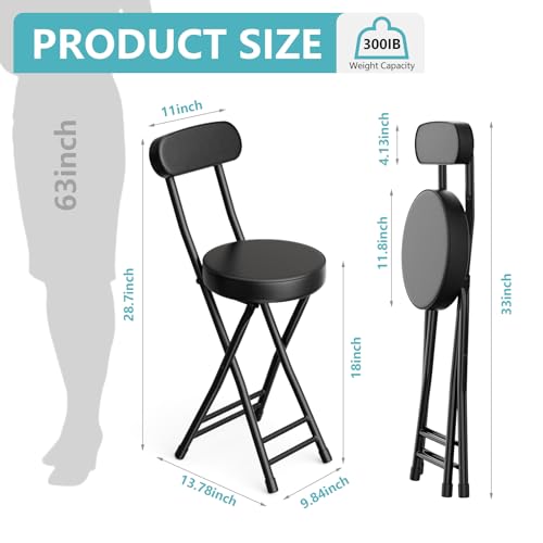 18-Inch Padded Folding Stool - Heavy Duty Portable Chair with 300lbs Capacity