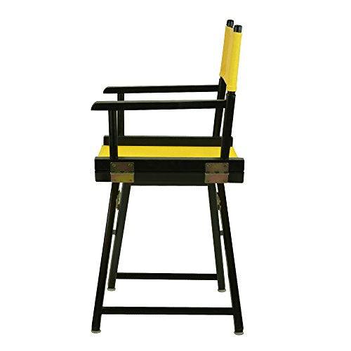 Foldable Solid Wood Director Chair with Gold Canvas, 18-Inch Seat Height
