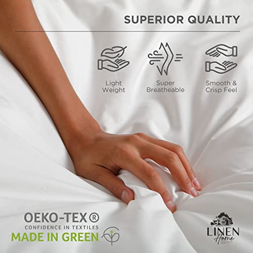 Linen Home 100% Cotton Queen Fitted Sheet - Deep Pocket Percale Weave