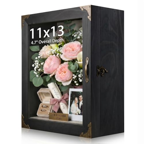 11x13 Deep Shadow Box Frame with Glass Door for Memorabilia and Keepsakes