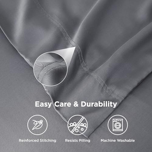 Bedsure Bamboo Pillow Cases Queen Size Set of 2 - Cooling & Silky Dark Grey