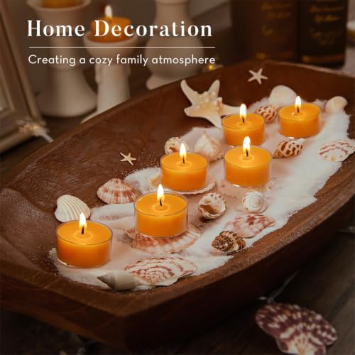 Ashlux 100 Pack Beeswax Tea Lights Candles Unscented 4H Burn Natural
