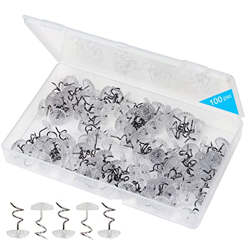 100 Pcs Bedskirt Pins - Clear Twist Upholstery Tacks for Slipcovers