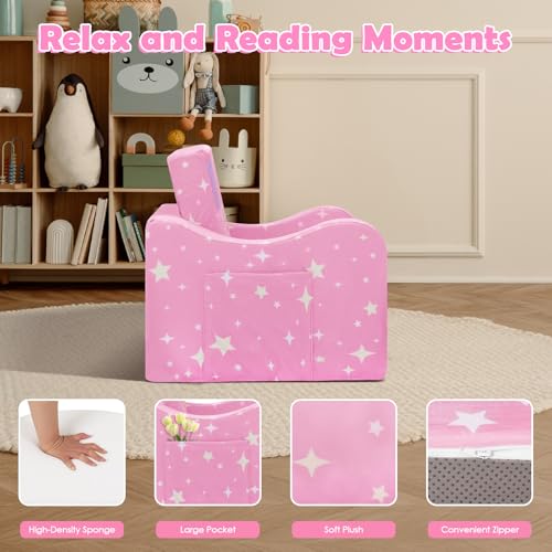 2-in-1 Foldable Toddler Sofa and Convertible Play Couch for Kids