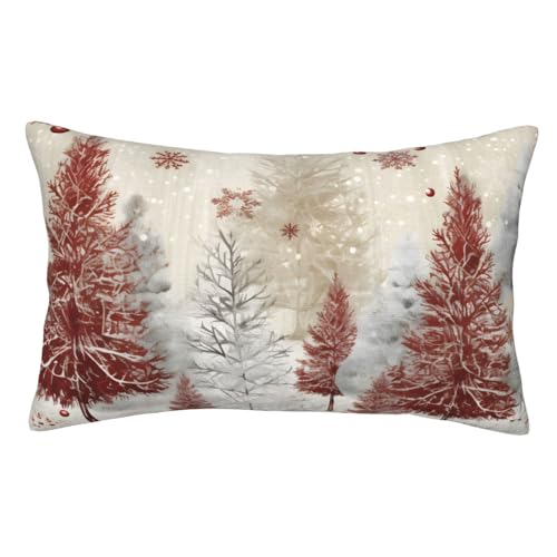 Snowflake Winter Forest 14x20 Pillow Cover - HSYOYO Decorative Rectangular Throw Pillow Case