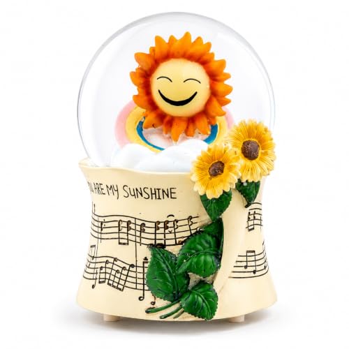 Sunflower Snow Globe Music Box with Colorful Lights, You Are My Sunshine