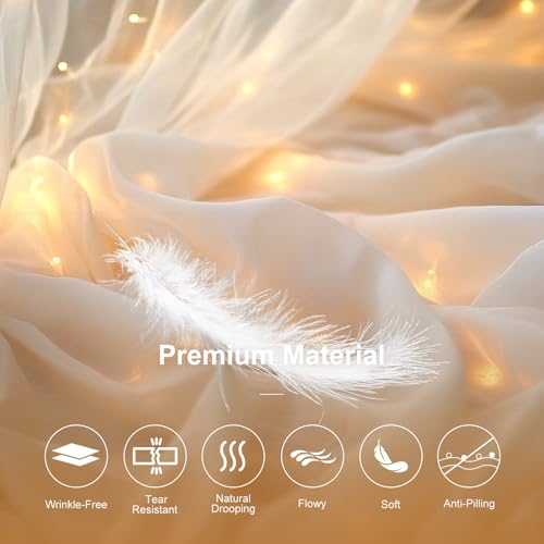 HOLITS White 10x10ft Tulle Backdrop with 300 LED Fairy Lights, USB, 2 Panels for Wedding & Party