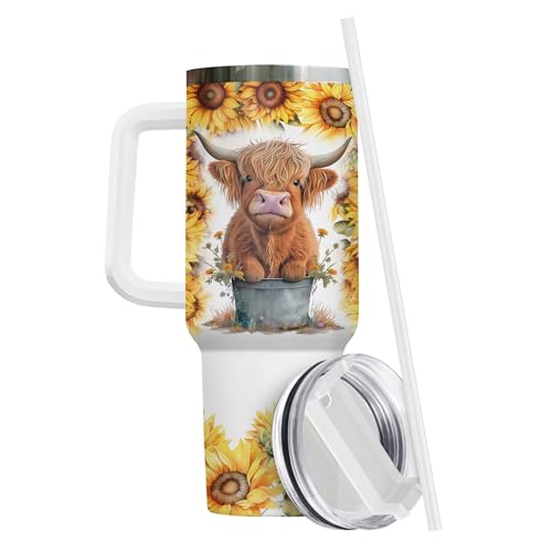 34HD Highland Cow Are My Spirit Animal 40 oz Tumbler with Handle - Mom Gift
