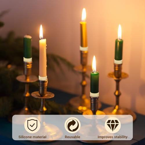 20 Pcs Rubber Candle Grips for Taper Candles - Secure & Stable Inserts
