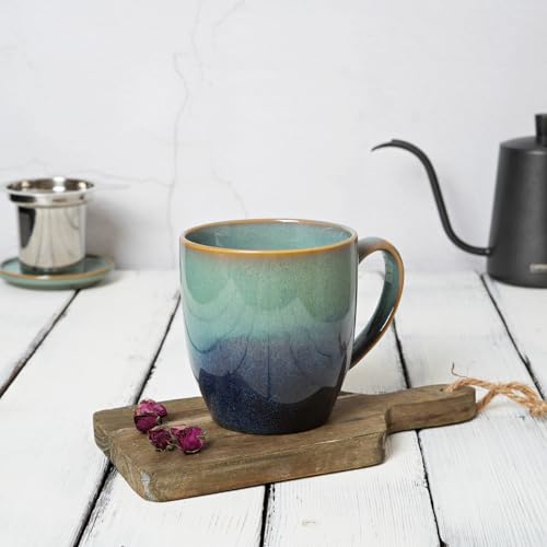 Bosmarlin 16 Oz Ceramic Tea Mug with Infuser & Lid - Pale Green, Microwave & Dishwasher Safe