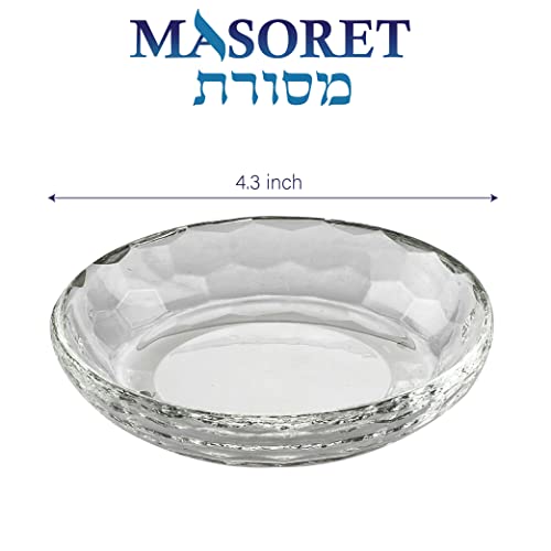 Glass Kiddush Cup with Tray - 6.4 Inch Ceremonial Wine Goblet