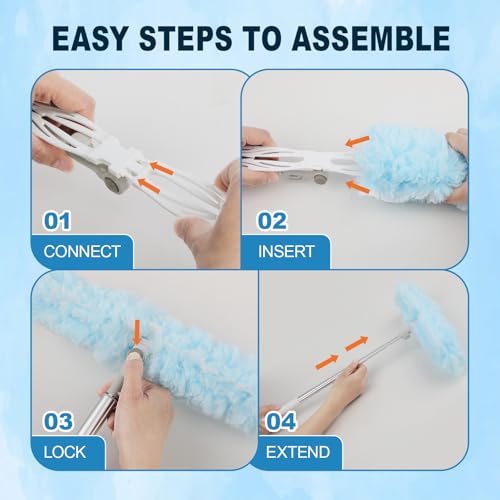 Heavy Duty Microfiber Duster Kit with 50 Refills & Extendable Handle