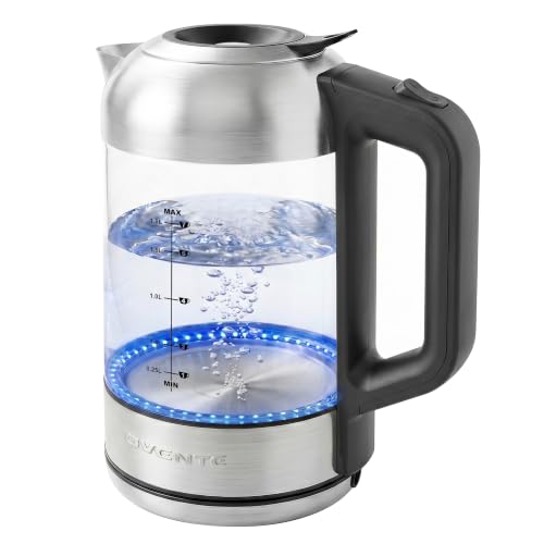 OVENTE 1.8L Glass Electric Kettle - Silver, Fast Boil Water Heater