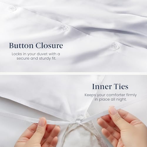 100% Cotton Percale Duvet Cover Set - Queen Size 3 Pieces with 2 Shams