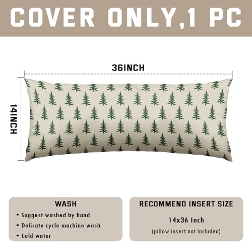 Aytipun 14x36 Green Cream Christmas Pillow Cover - Tree Print, Pack of 1