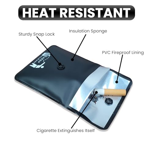 Portable Pocket Ashtray Pouch - Fireproof Smell-Proof Travel Case (4 Pack)