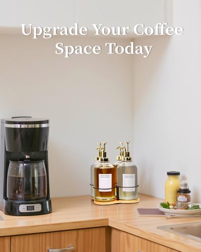 Rotating Coffee Syrup Organizer for 16.9oz Bottles, Bamboo Syrup Rack