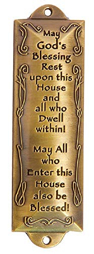 Bless This House Brass Mezuzah Case with Non-Kosher Scroll - 5 Inch