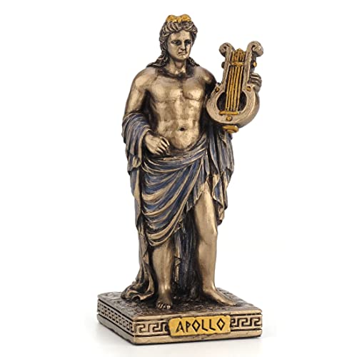 Apollo Greek God Miniature Figurine, Bronze Finish Polyresin Statue