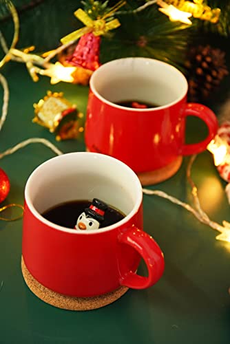 NDLBS Snowman Christmas 3D Coffee Mug - Cute Animal Inside, 12oz Ceramic Cup