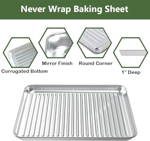 Stainless Steel Baking Sheet and Cooling Rack Set, 16x12 Inch (4-Piece)
