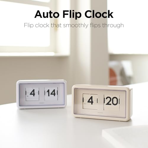 Retro Flip Desk Clock - Vintage Automatic Analog Table & Wall Clock