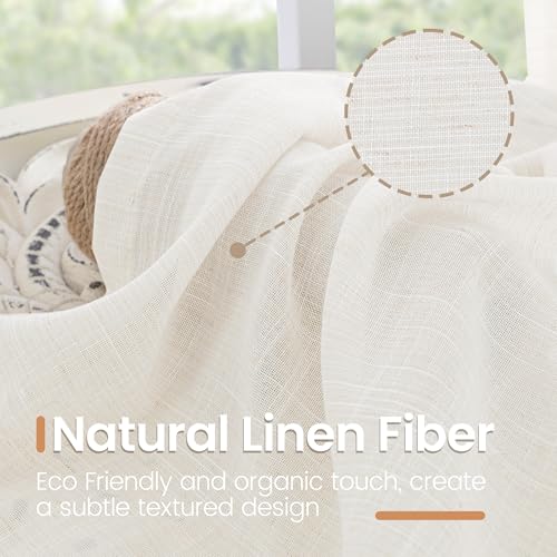 Light Filtering Linen Curtains - 84 Inch Length, 2 Panels Set