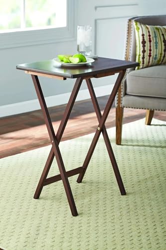 Folding TV Tray Table, Solid Rubberwood Side Table, 19 x 14.5 Inch