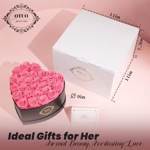 Preserved Pink Roses in Heart-Shaped Box - Lasts Up to 2 Years