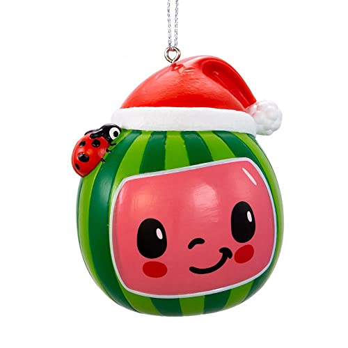Cocomelon Watermelon With Santa Hat Ornament - Kurt Adler, Multi Color