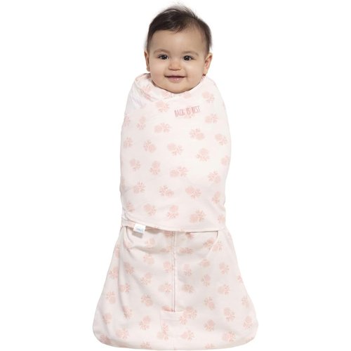 HALO Sleepsack Swaddle - 100% Cotton 3-Way Adjustable Wearable Blanket | Watercolor Rose Toss Blush, Newborn 0-3 Months