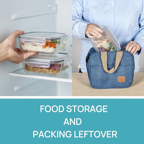 Glass Food Storage Containers with Lids - 5-Pack 22 oz Airtight Meal Prep Set