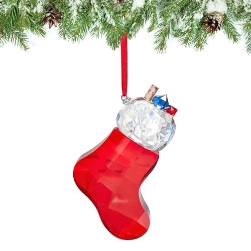 Crystal Christmas Stocking Ornament - 3.9-Inch Glass Tree Decoration