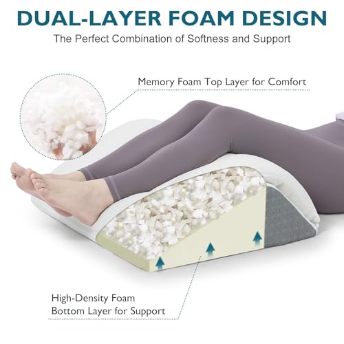 Convertible Knee Wedge Pillow for Back Sleeping - Dual-Layer Memory Foam