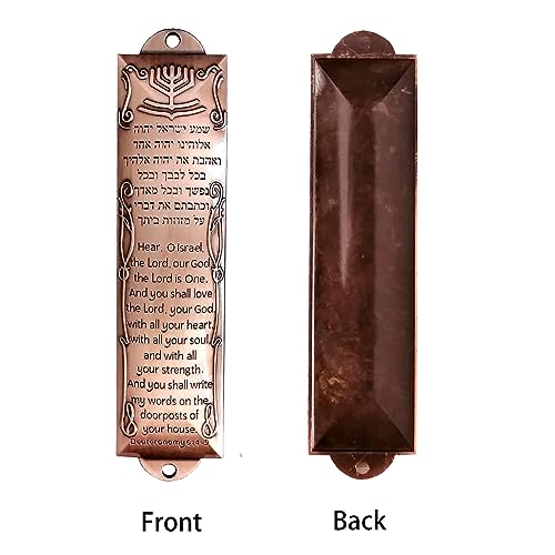 3pcs Metal Mezuzah Case Set with Scroll, 5.3-inch Decorative Door Blessing