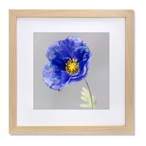 Natural 23x23 Inch Wood Photo Frame with Mat – Home Decor, Wall Mountable