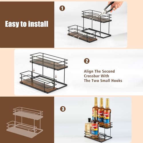 2-Tier Coffee Syrup Organizer Rack - 6 Bottle Countertop Storage Stand