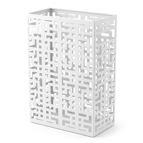 Modern Square Metal Umbrella Stand - Space-Saving Entryway Rack, White