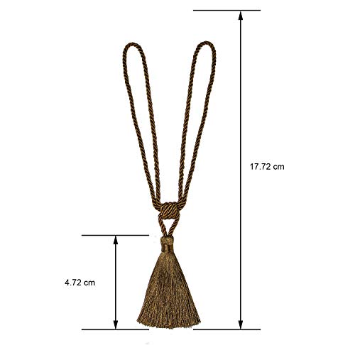 4-Pack Handmade Tassel Curtain Tiebacks - Elegant Rope Holdbacks (Coffee)