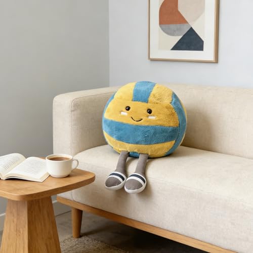 Soft Volleyball Plush Throw Pillow, 8-Inch Stuffed Sports Ball Toy
