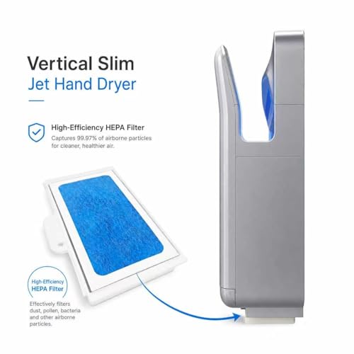 High-Speed Vertical Hand Dryer with HEPA Filter - Commercial Grade
