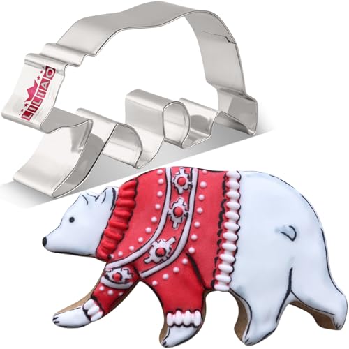 LILIAO Polar Bear Cookie Cutter, 4.6 x 2.6 inches, Food-Grade Stainless Steel