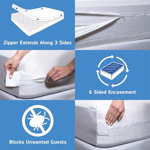 Twin XL Waterproof Mattress Encasement - Low Profile 5"-8" Zippered Cover
