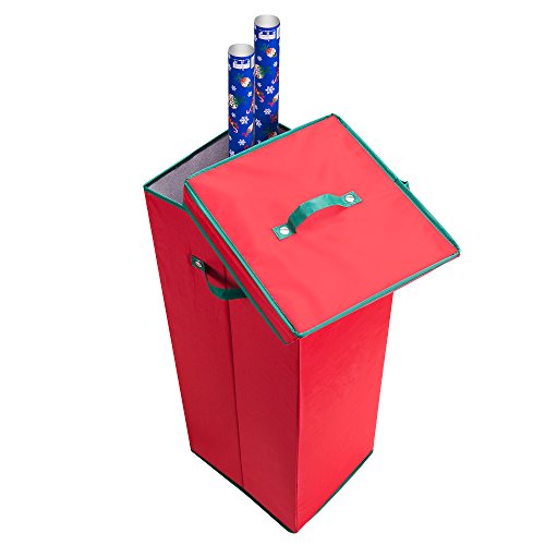Wrapping Paper Storage Box Upright Container for 20 Rolls Red
