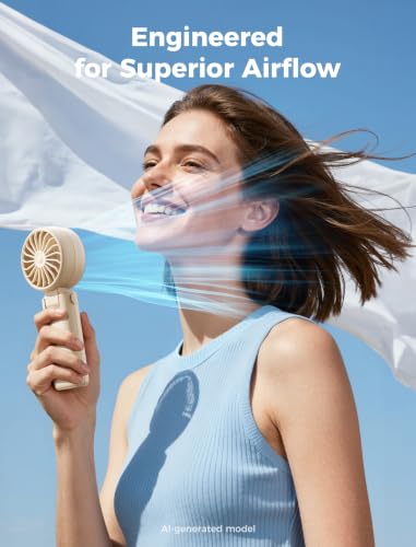 Aecooly Portable Handheld Fan 20H Battery Life 5-Speed USB Rechargeable