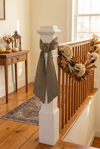 Black Cream Plaid Wreath Sash for Front Door 5.1x54.3 Gingham Checkered