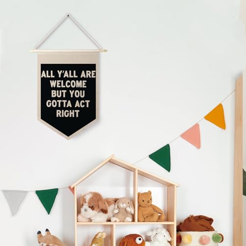 All Are Welcome Hanging Wall Canvas Banner Pennant Flag Art Decor