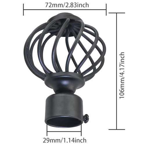 2pcs Black Metal Curtain Rod End Plugs for 28mm Rods