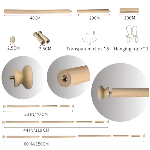 Adjustable Solid Wood Tapestry Hanging Rod - 16-28 Inch Telescopic Wall Hanger