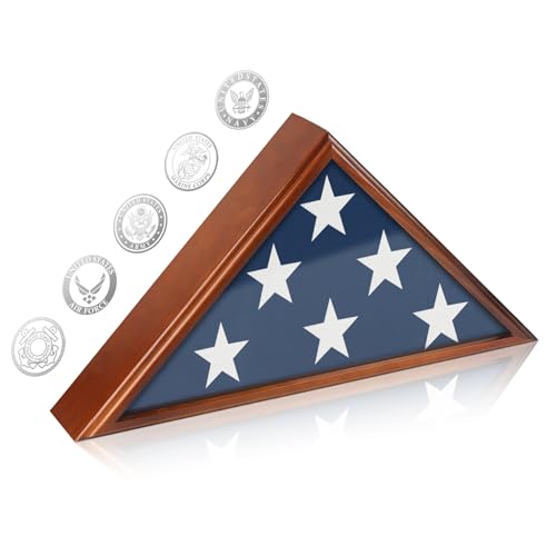 Wooden Burial Flag Display Case for 9.5x5ft Flag, Wall or Tabletop Box